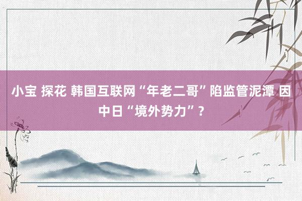 小宝 探花 韩国互联网“年老二哥”陷监管泥潭 因中日“境外势力”？